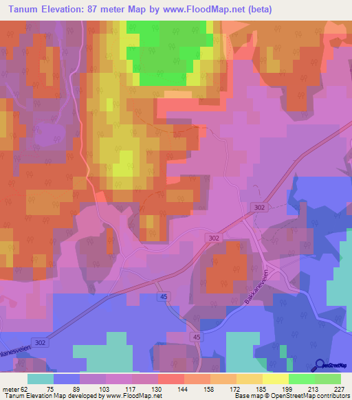 Tanum,Norway Elevation Map