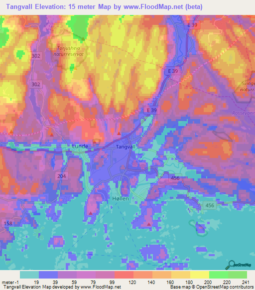 Tangvall,Norway Elevation Map