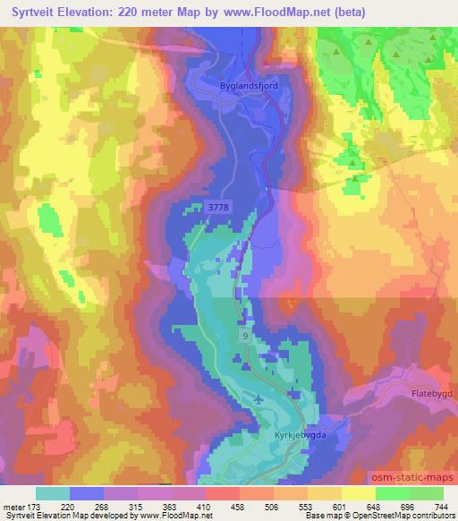 Syrtveit,Norway Elevation Map