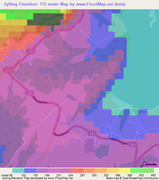 Sylling,Norway Elevation Map