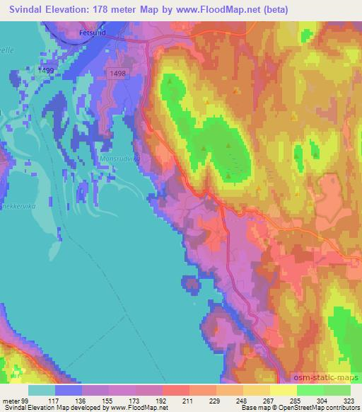 Svindal,Norway Elevation Map