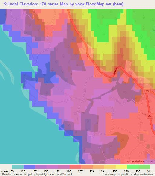 Svindal,Norway Elevation Map