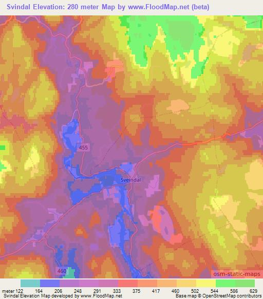 Svindal,Norway Elevation Map