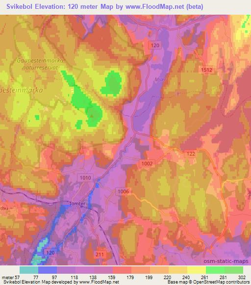 Svikebol,Norway Elevation Map