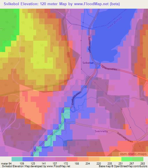 Svikebol,Norway Elevation Map