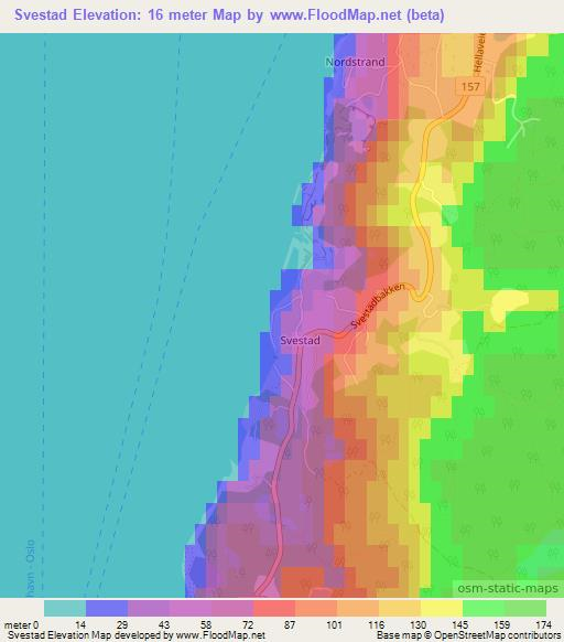 Svestad,Norway Elevation Map