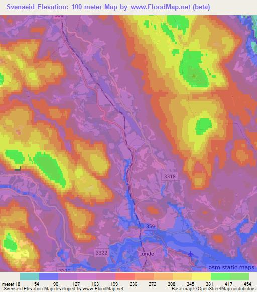 Svenseid,Norway Elevation Map