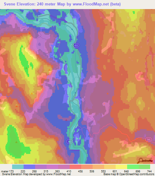 Svene,Norway Elevation Map