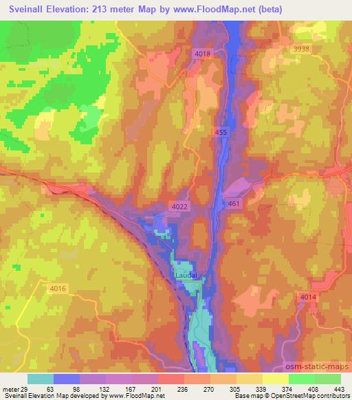 Sveinall,Norway Elevation Map