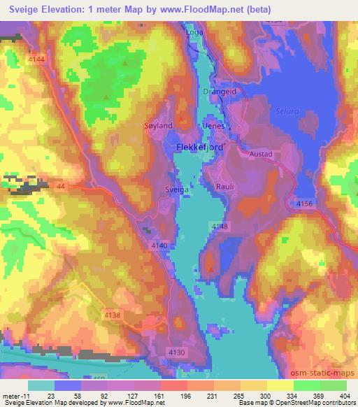Sveige,Norway Elevation Map