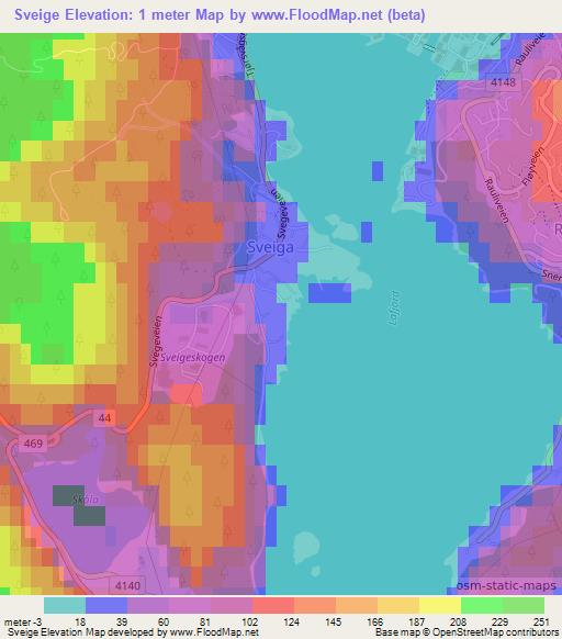 Sveige,Norway Elevation Map