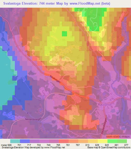 Svalastoga,Norway Elevation Map