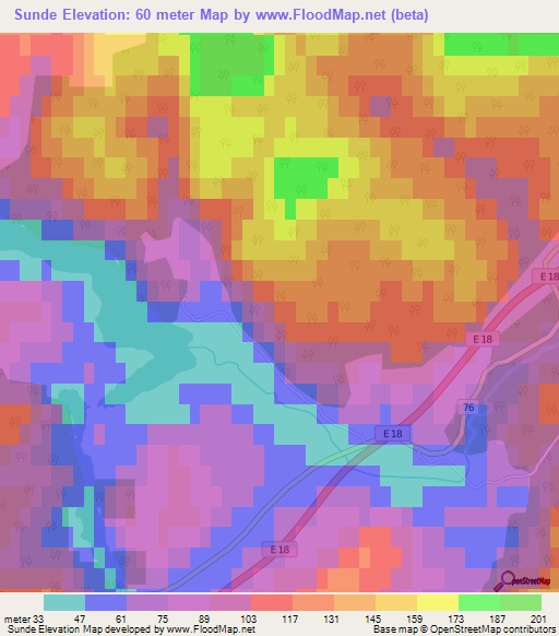 Sunde,Norway Elevation Map