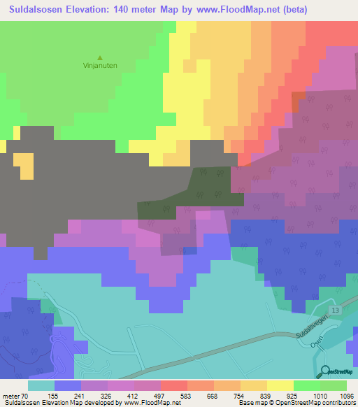 Suldalsosen,Norway Elevation Map