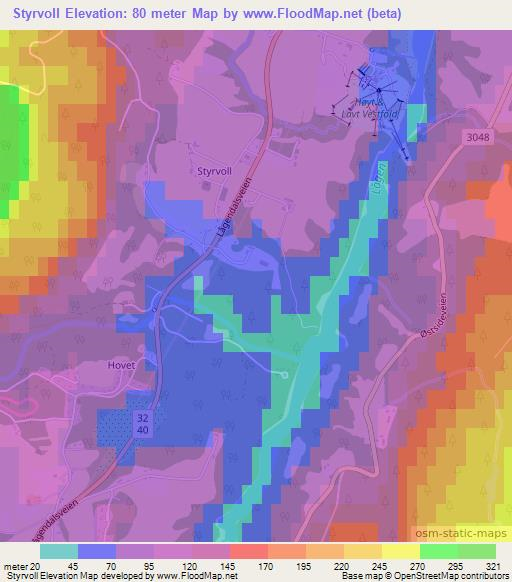 Styrvoll,Norway Elevation Map