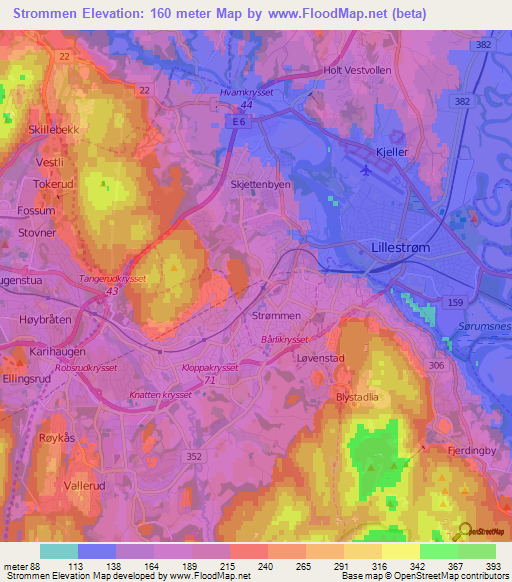 Strommen,Norway Elevation Map