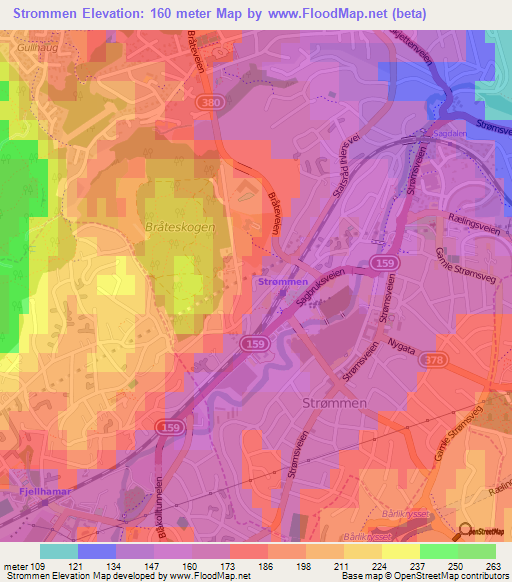Strommen,Norway Elevation Map