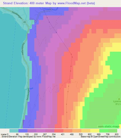 Strand,Norway Elevation Map