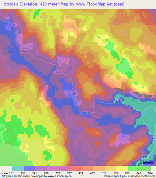 Stoylen,Norway Elevation Map