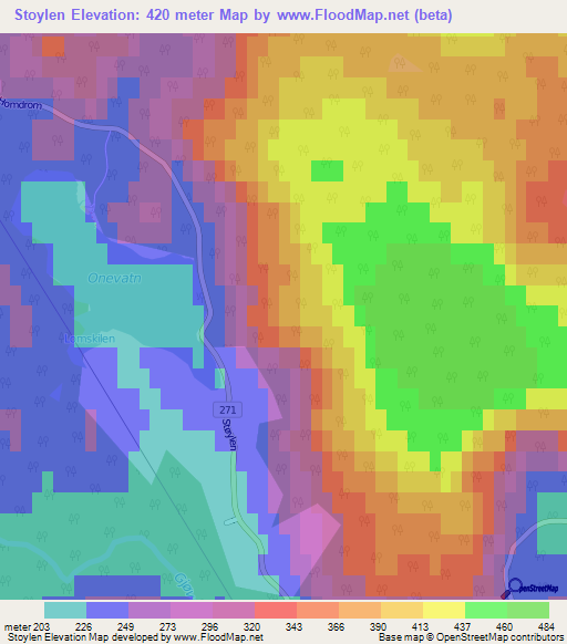 Stoylen,Norway Elevation Map
