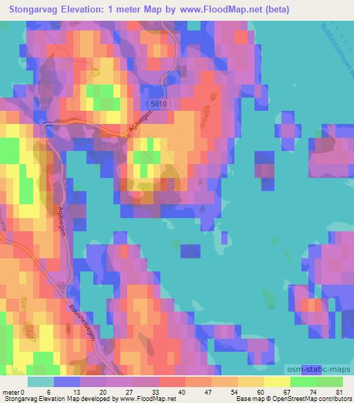 Stongarvag,Norway Elevation Map