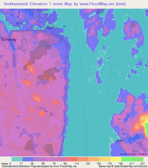 Stokkastrandi,Norway Elevation Map