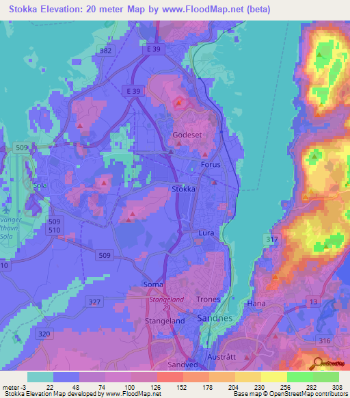 Stokka,Norway Elevation Map