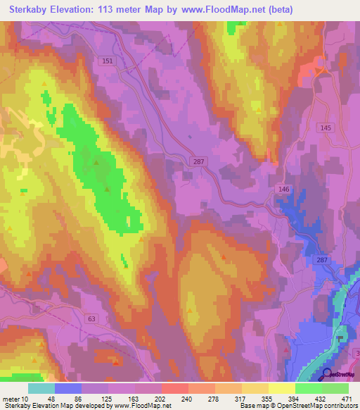 Sterkaby,Norway Elevation Map