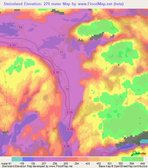 Steinsland,Norway Elevation Map