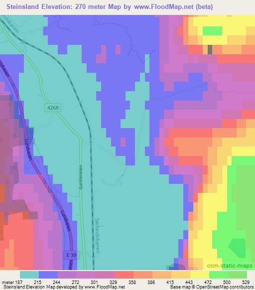 Steinsland,Norway Elevation Map