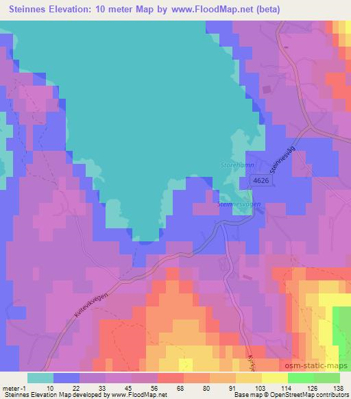 Steinnes,Norway Elevation Map