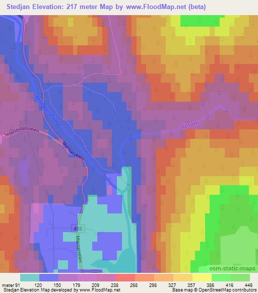 Stedjan,Norway Elevation Map