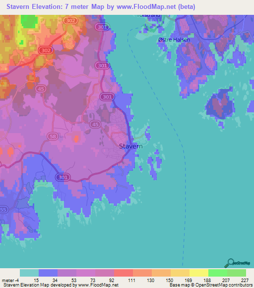 Stavern,Norway Elevation Map