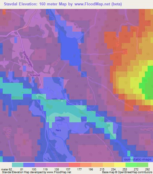Stavdal,Norway Elevation Map