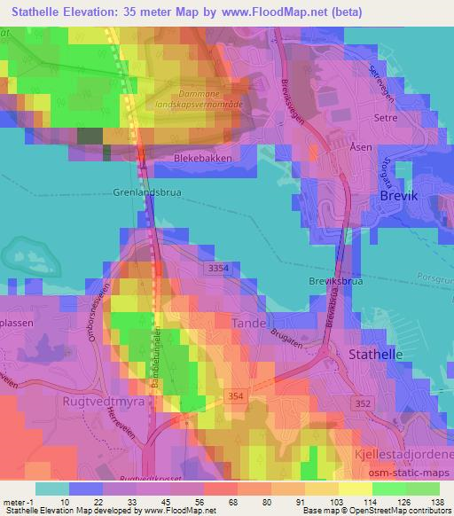 Stathelle,Norway Elevation Map