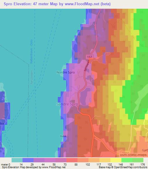 Spro,Norway Elevation Map