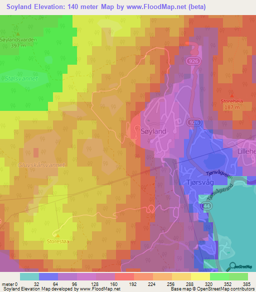 Soyland,Norway Elevation Map