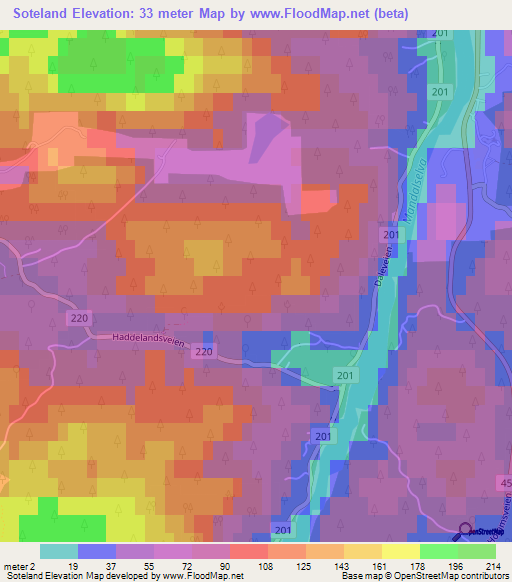 Soteland,Norway Elevation Map