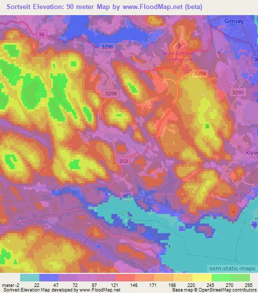 Sortveit,Norway Elevation Map