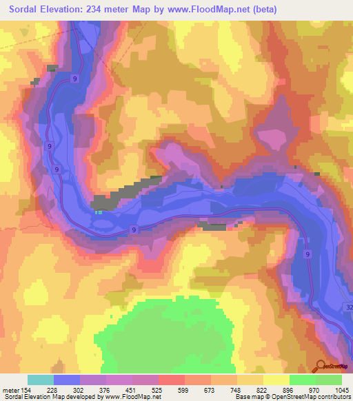 Sordal,Norway Elevation Map