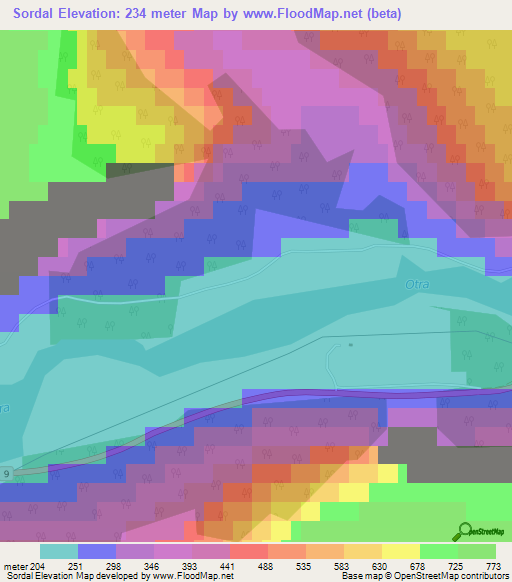 Sordal,Norway Elevation Map