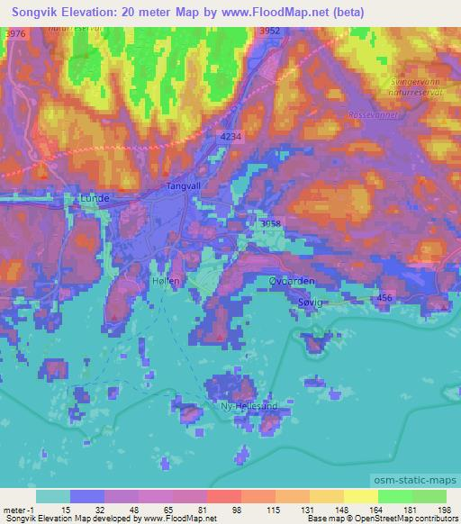 Songvik,Norway Elevation Map