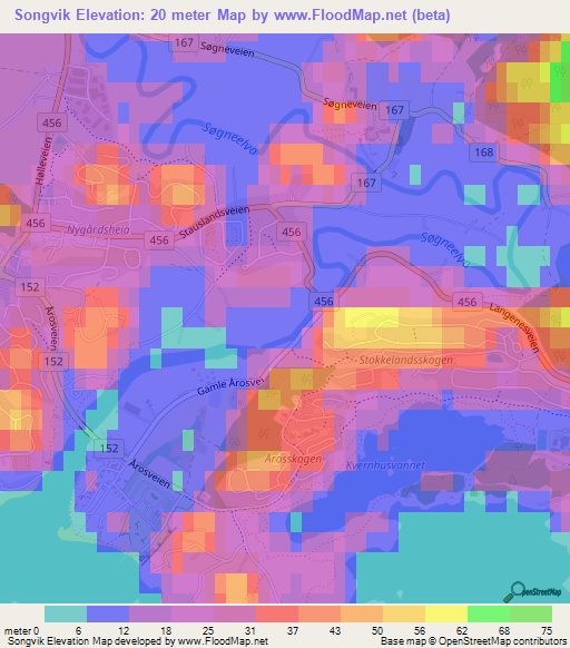Songvik,Norway Elevation Map