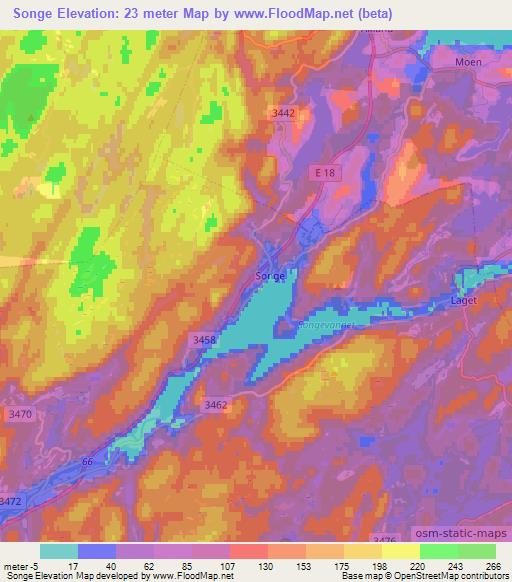 Songe,Norway Elevation Map