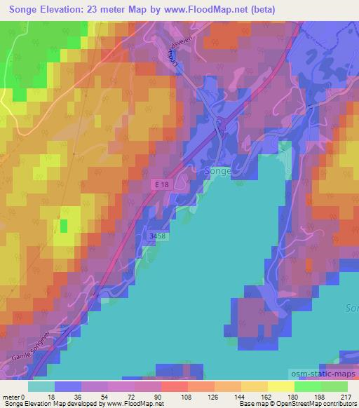 Songe,Norway Elevation Map