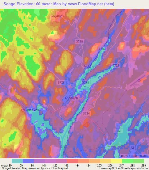 Songe,Norway Elevation Map