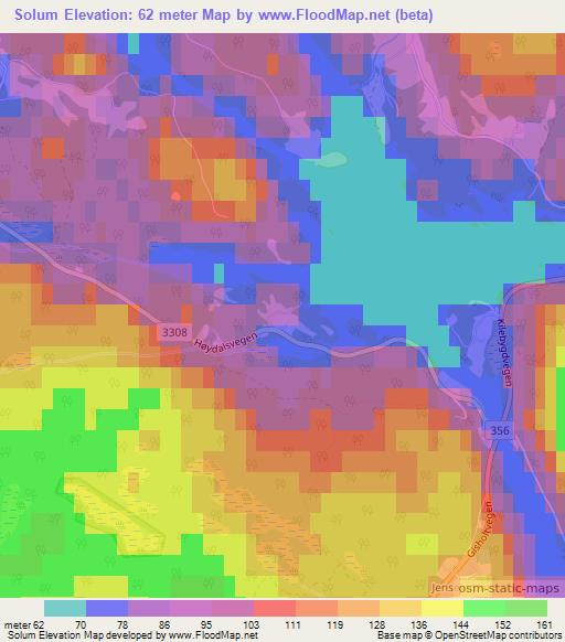 Solum,Norway Elevation Map