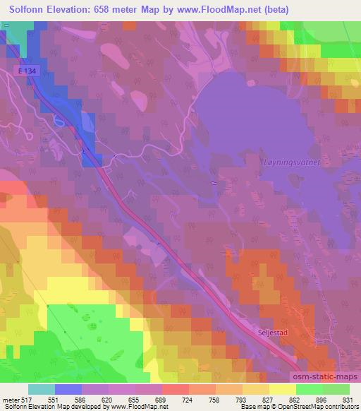 Solfonn,Norway Elevation Map