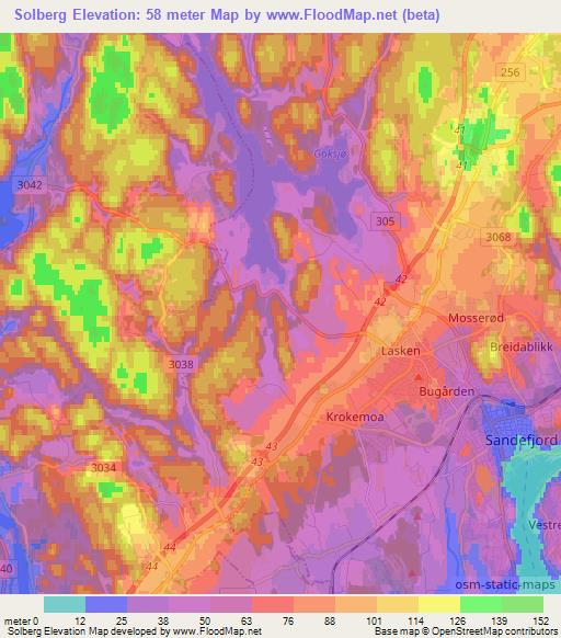 Solberg,Norway Elevation Map