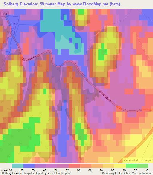 Solberg,Norway Elevation Map